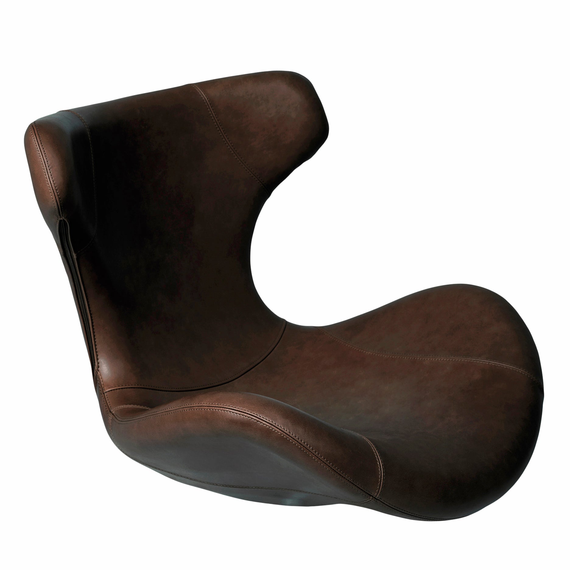 Kato Loungesessel Leder m. schwarzem Drehsockel